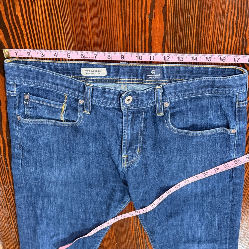 Ag Adriano Goldschmied Men’s Blue “slouchy 
Slim” Straight Jeans 34x32 - Picture 4 of 12